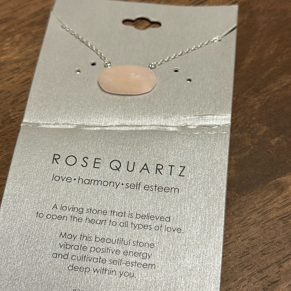 Rose Quartz Pendant Necklace in Silver